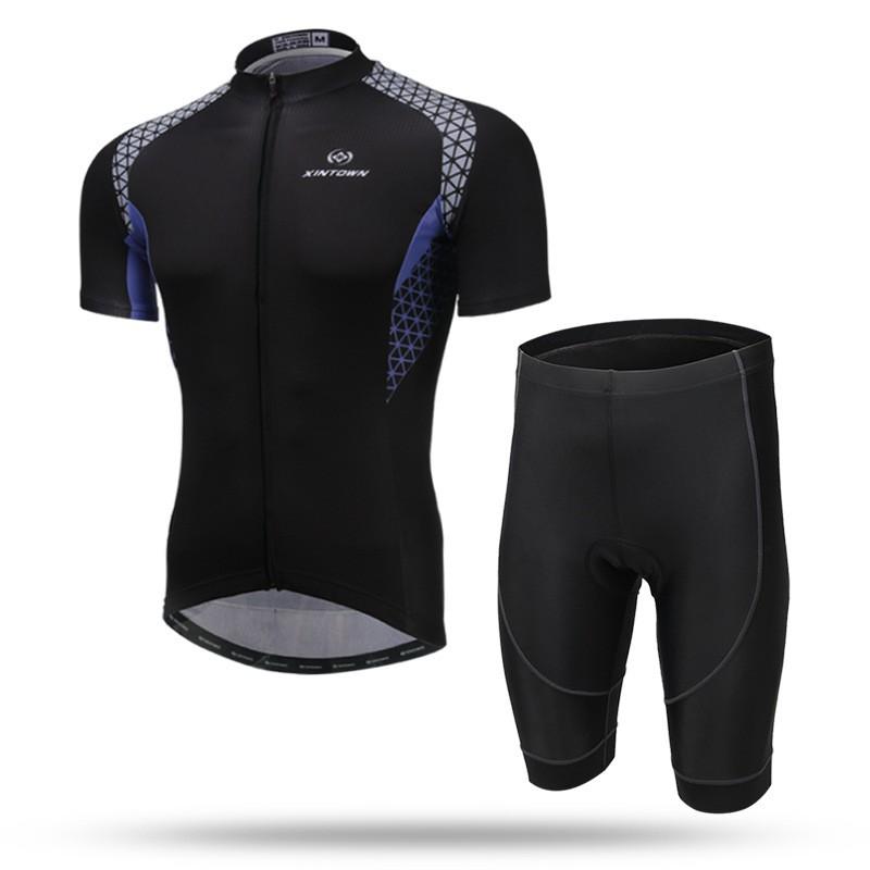 Mens Cycling Short Set Quick-Dry Breathable Sleeve Jersey Shorts Outdoor Bike Riding Gear