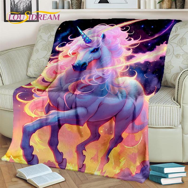 Cobertor de presente de aniversário de menina unicórnio fofo de desenho animado 3D, cobertor macio para casa, quarto, cama, sofá, piquenique, capa de viagem, cobertor para crianças