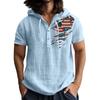 Men'S Casual Short Sleeved Hooded Top Buttoned Open Neck T-Shirt