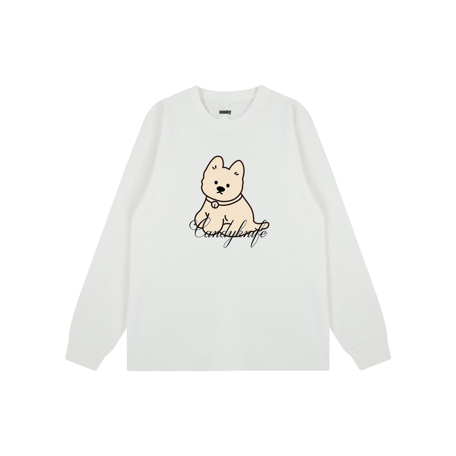 

Adorable Cartoon Puppy Korean-Style Long-Sleeve Cotton T-Shirt Large