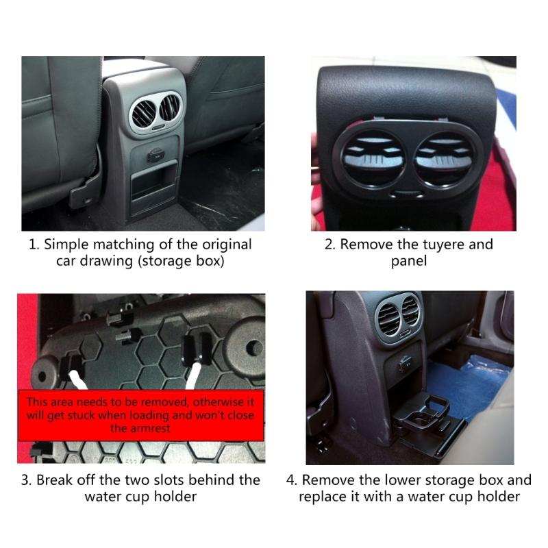 Plastics Armrest Cup Holder Rear Armrest Central Console Cup Holder for PLUS