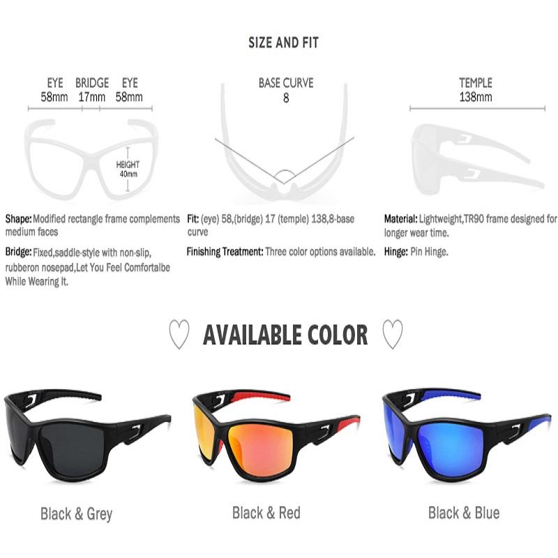 Sports Sunglasses Men UV400 Protection Outdoor Cycling Sunglasses Black Frame Lightweight Comfortable Eyewear MJ8013