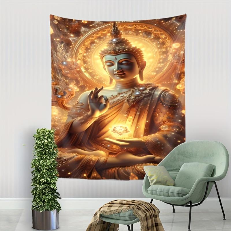 VIKAMA Cosmic Buddha Light Zen Banner Buddha Meditation Backdrop Suitable For Tea Room Prayer Space Decor Cloth