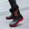 Fashion 2025Mid-calf Rain Boots Men Slip-On Waterproof Rubber Rain Shoes Work Mud Boots Warm Durable Non-Slip Boots Farming Fishing Camp