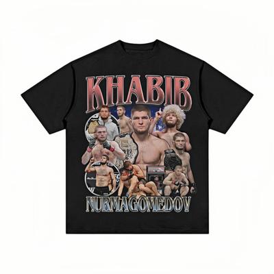 Khabib Nurmagomedov 2026 Графическая футболка для унисекс, оверсайз, хлопок, уличная одежда, смелый, свободный крой, легендарная атмосфера, повседневный топ