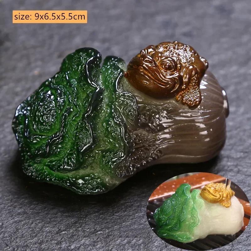Creative Color-changing Tea Pet Resin Lucky Small Cabbage Tea Play Ornaments Chinese Tea Tray Decoration Tea Set Accessories