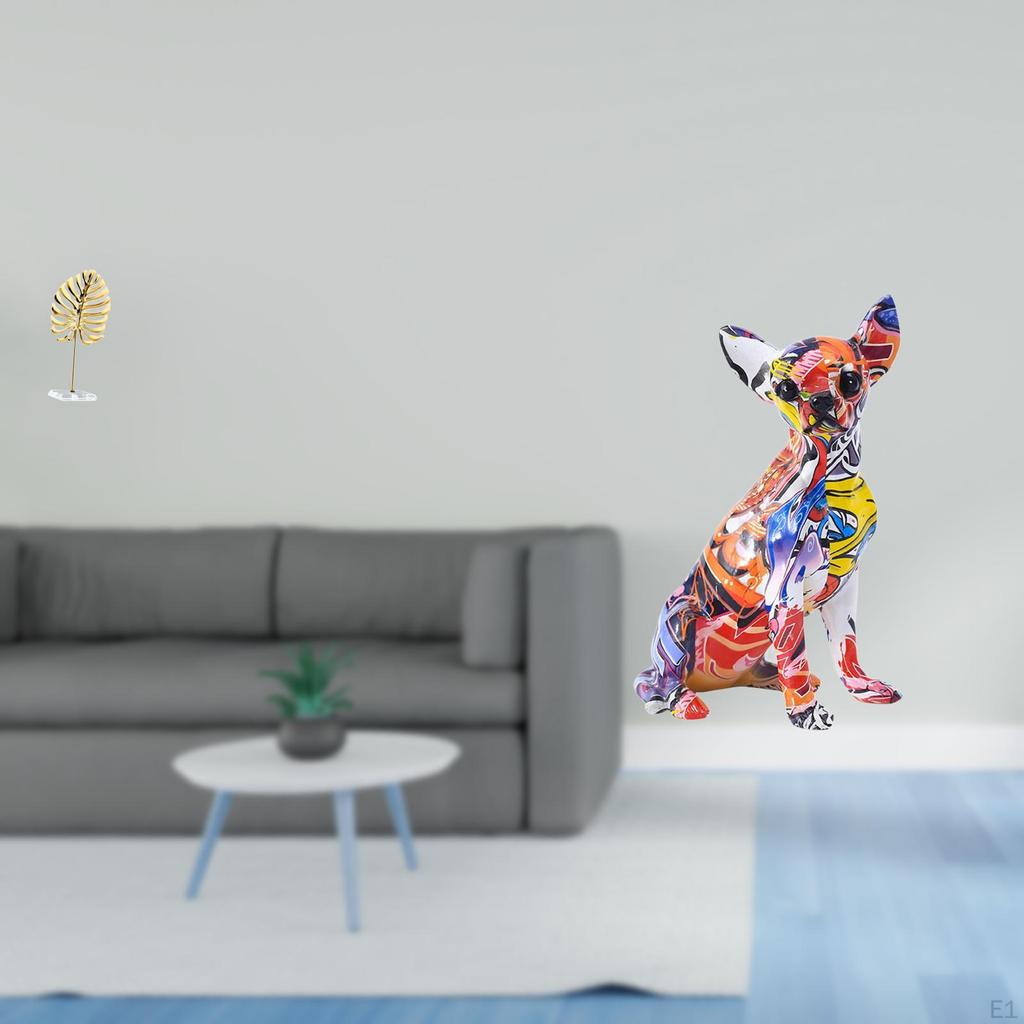 Abstract Dog Sculpture Multicolor Figurine Ornament for Home Bookshelf Bar Living Room Decoration