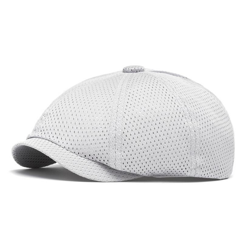 Summer Thin Breathable Mesh Cap Men's Hollow Cap Outdoor Sun Protection Sun Hat British Beret Octagonal Cap