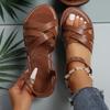Women's Wide Width Roman Sandals, Flat Sole Summer Slides, European Beach Shoes Wholesale In Stock