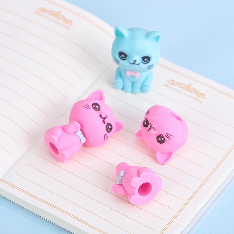 Creative Cartoon Three-Dimensional Cat Rubber Eraser Lovely Writing Drawing Pencil Erasers Novelty Stationery School Supplies