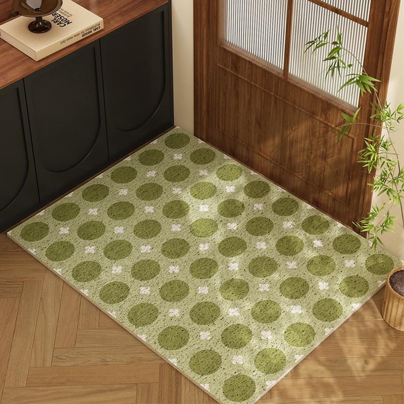 French Vintage Green Silk Doormat: Dirt & Wear-Resistant, Non-Slip Entrance Rug for Indoor/Outdoor Use