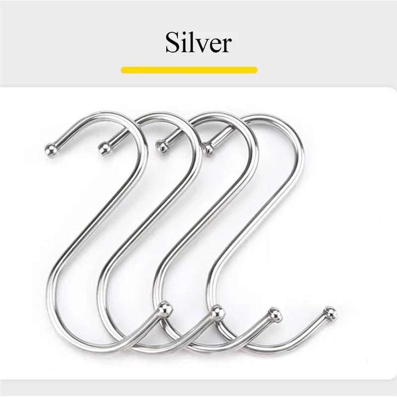 5/10pcs S-Shape Hook Stainless Steel Clothes Bags Towels Hanging Rack Multi-function Kitchen Bedroom S Hooks Railing Hanger