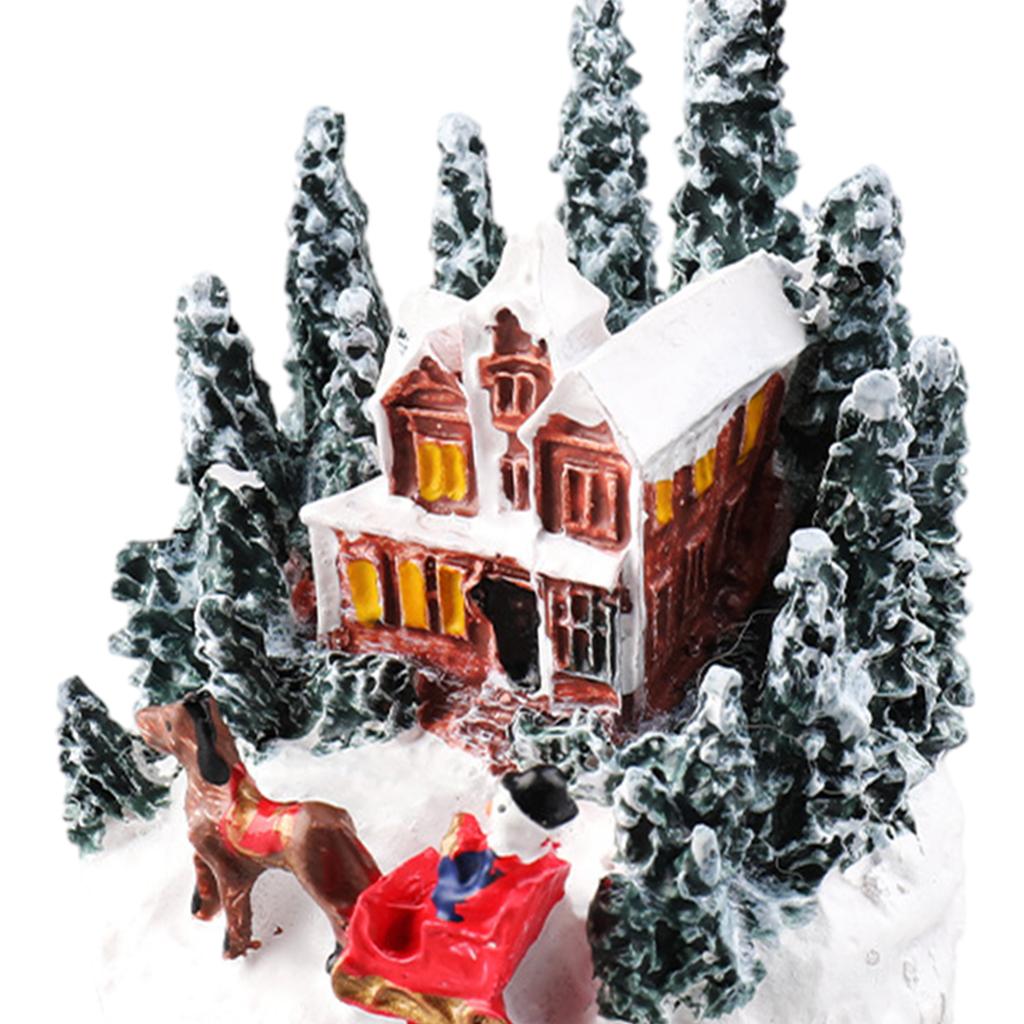 LED Christmas Village Miniature Set Snow Scene House Small Resin Mini House Building for Home Kids Friends Gifts
