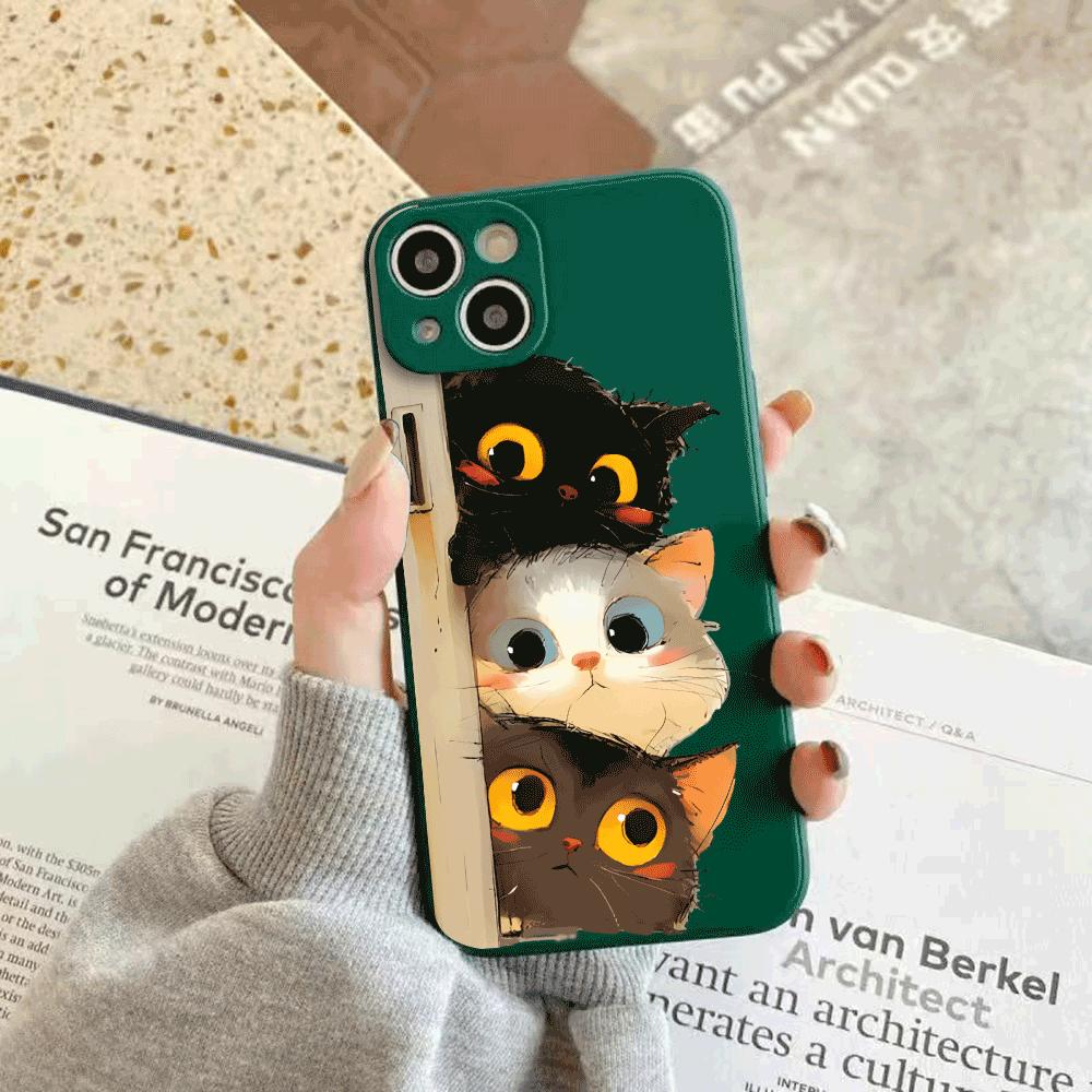 Drei Katzen Silikon Handyhülle für iPhone 14 15 16 Plus für iPhone 13 14 15 12 11 16 Pro Max 12 Mini XS Max TPU Schutzhülle