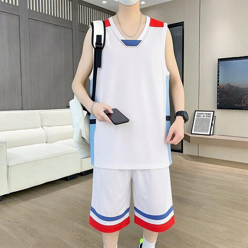 11036 Men's Summer 2026 Sleeveless Ice Silk Quick-Dry Vest and Shorts Set for Training