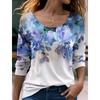 Spring and Autumn Round Neck Flower Pattern 3D Printed Top Fashionable Casual Long Sleeved Women's T-shirts