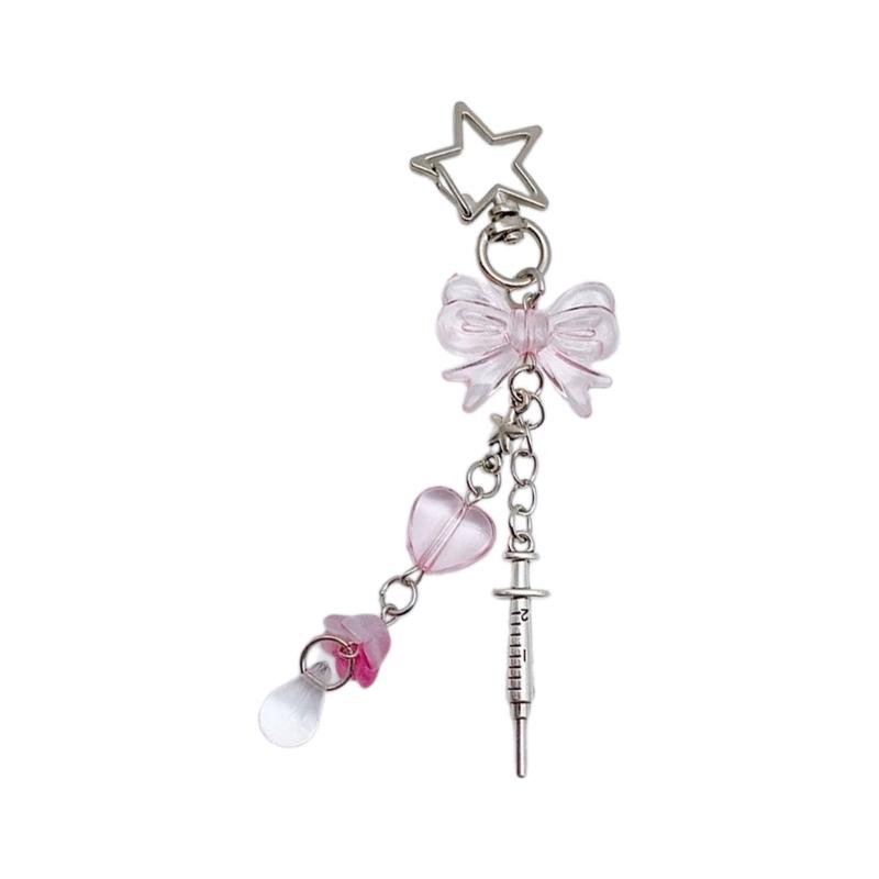 Star Heart Bowknot Pendant Phone Charm Hangings Rope Sweet Phone Chain Strap Bag Decoration Lanyard Keychain Accessory