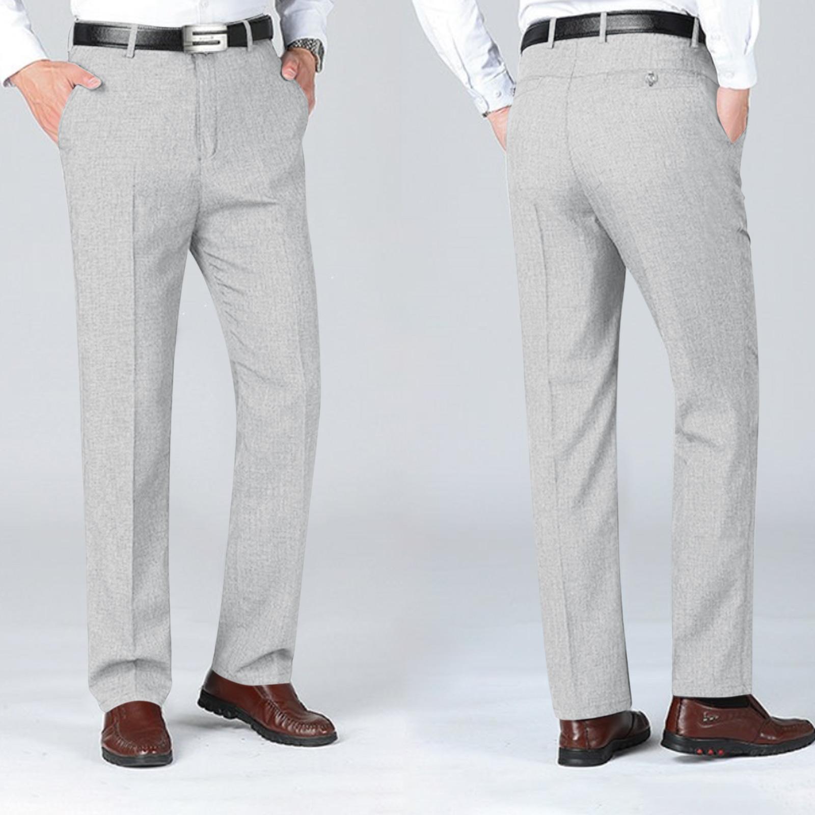 Men s Summer Suit Trousers  Men s Casual Breathable Straight Leg Trousers 29 бежевый