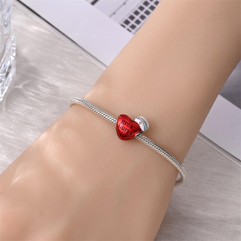 Red Series 925  Silver Camera Apple Heart-Shaped Koi Firecracker God Wealth Charm Fit DIY Bracelet Necklace Party Gifts