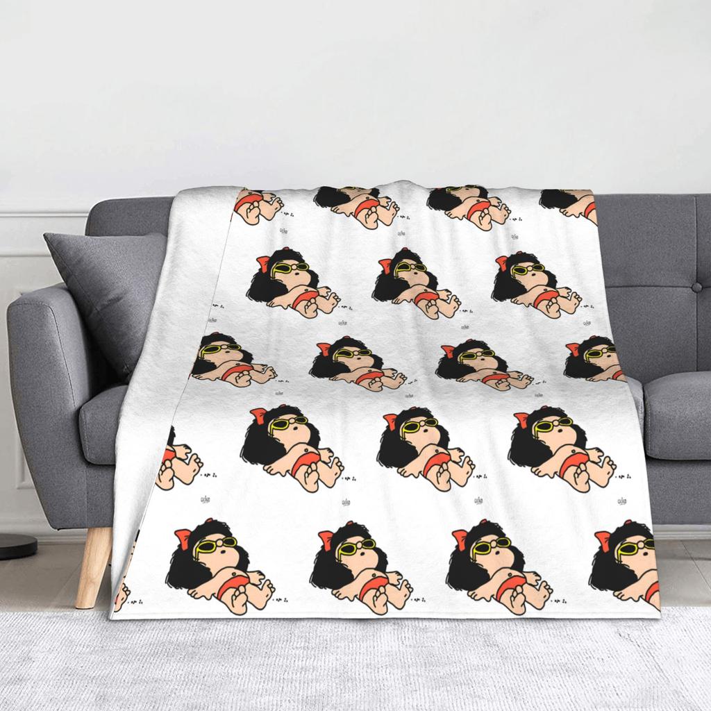 Mafaldas Fleece Throw Blankets Cartoon Anime Blankets for Home Car Warm Quilt