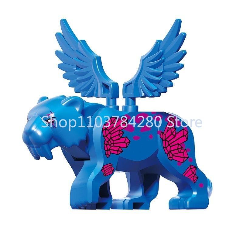Afrikanische Wildtiere Zoo Bausteine Figuren Zubehör Säbelzahntiger Löwe Elefant Wolf Ente Spielzeugmodelle Kindergeschenk Spielzeug K93