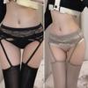 Sexy Black Horse Oil Bright Suspender Stockings Women'S One-Piece Pure Lace Over Knee High Long Tube Glossy Thigh Stockings