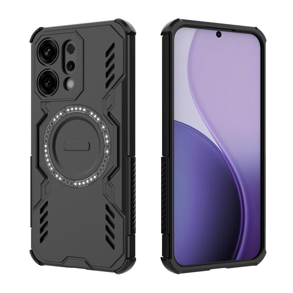 For Oppo Reno14 5G (Global) Magnetic Case Butterfly Armor Hollow Heat Dissipation PC+TPU Phone Cover