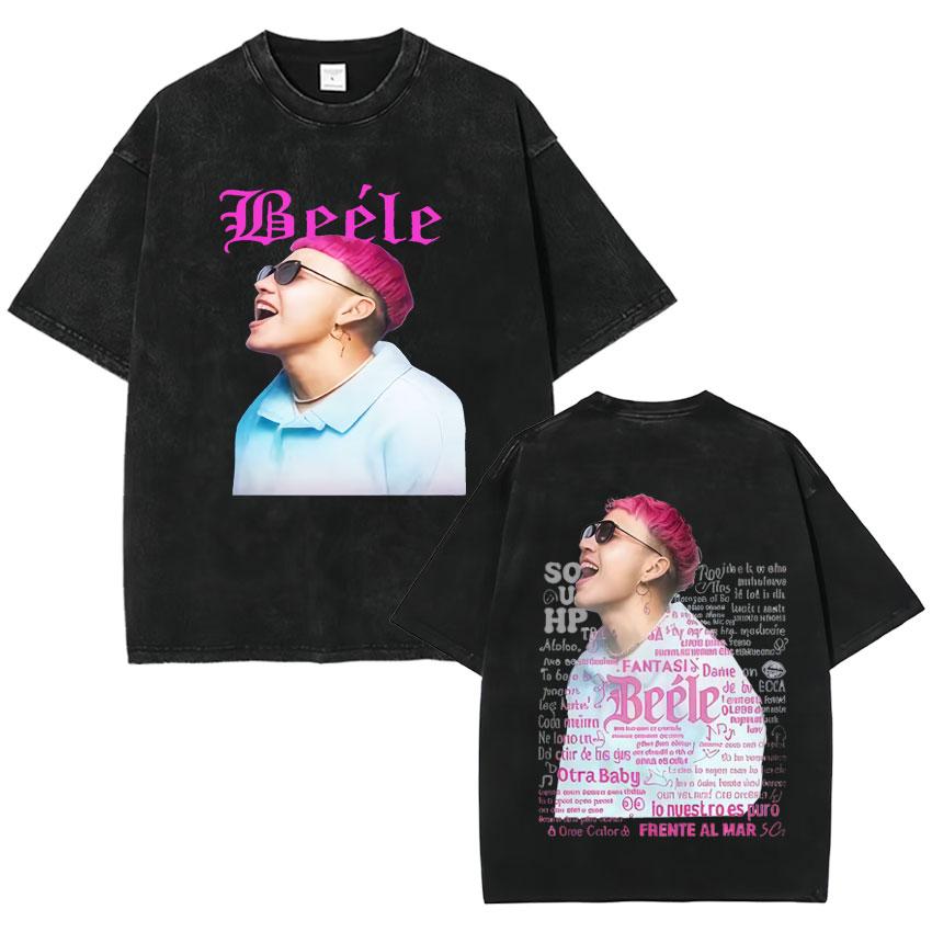 Rapper Beele Harajuku Album Vintage Washed Fashion TShirt Mens Oversized Tee Shirt Cozy Crewneck Short Sleeve T Shirt Fans Gift