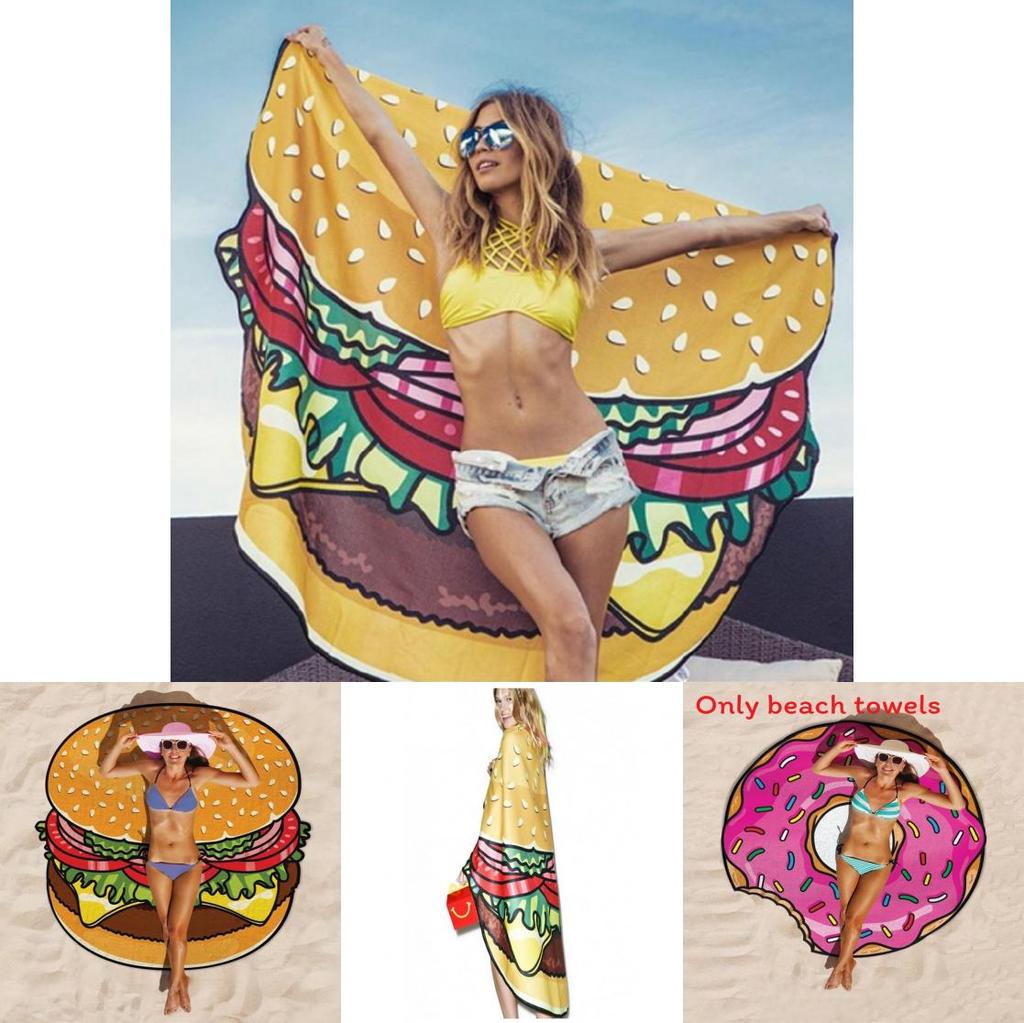Hamburgers Donuts Pizza Design Beach Towel For Kids And Adults With Polyester Fabric For Pool And Beach Use