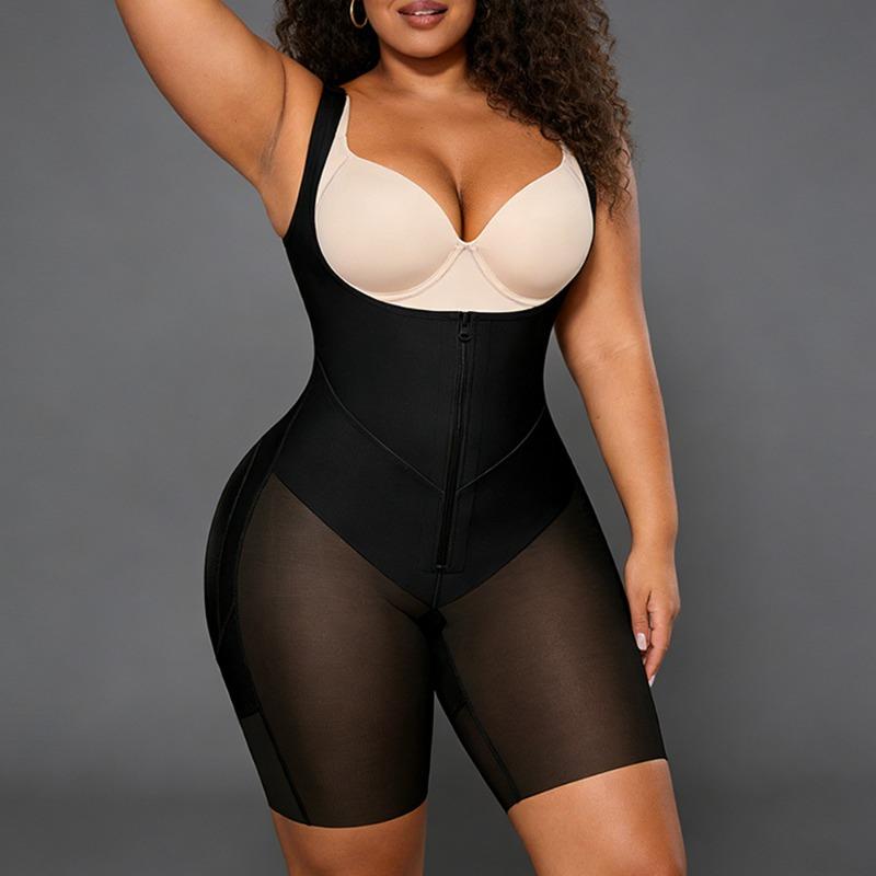 Women One Piece Shapewear Oblique Pressure Straps Waist Cincher Tummy Control Hip Lift Body Shaper