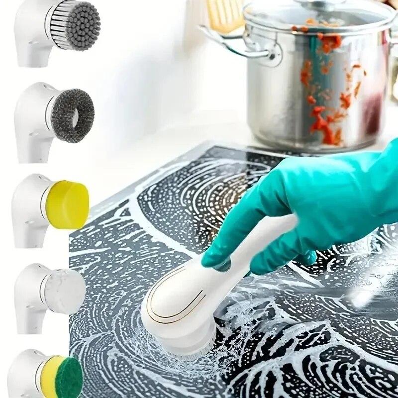 Five In One Multifunctional Electric Cleaning Brush for Bathroom Washing and Kitchen Cleaning Tools