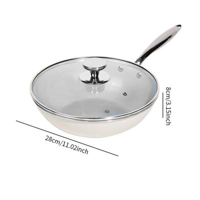 Nonstick Wok with Lid Ceramic Coating Skillet for Gas Stoves Cooking Boiling S