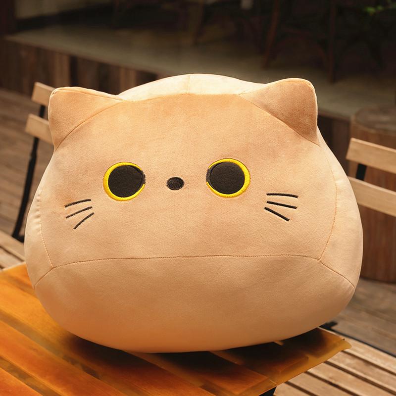 18/40/55cm Kawaii Zwarte Kat Pluche Speelgoed Gevuld Zacht Rond Dier Kat Kussen Slaapkussen Creatief Verjaardagscadeau voor Kinderen 18cm oranje