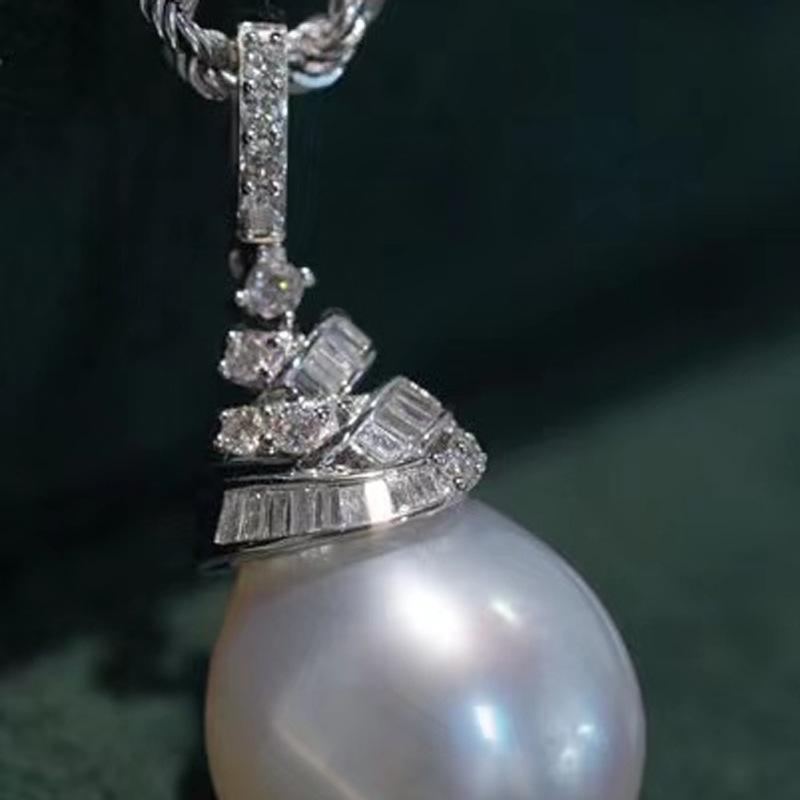 S925 Silver DIY Pearl Pendant Setting for 10-13mm Round Pearls, Fashionable Jade Necklace Accessory