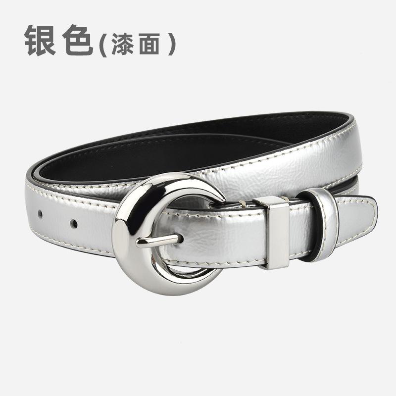 Lacquered Belt Women'S First Layer Cowhide Simple Jeans Decoration High-End Women'S Belt
