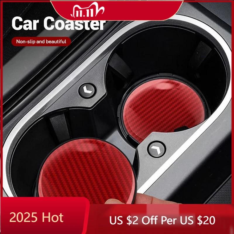 2025 Hot Car Anti-slip Coaster Mat Carbon Fibre Water Cup Pad For Mercedes Benz AMG W176 W212 W168 W222 W204 W190 C300 Interior