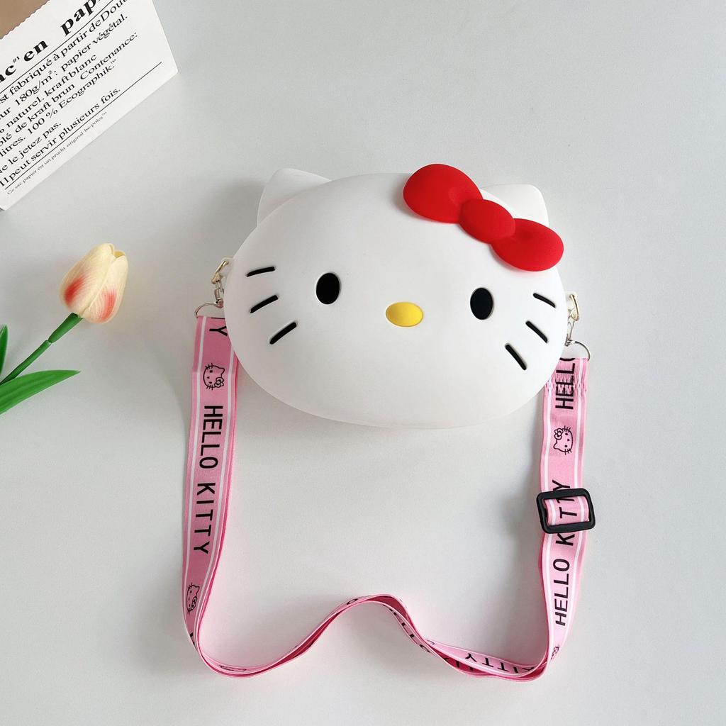 Cat Head Silicone Handbag: 2025 New Cartoon Phone Card Crossbody Bag & Children's Coin Purse