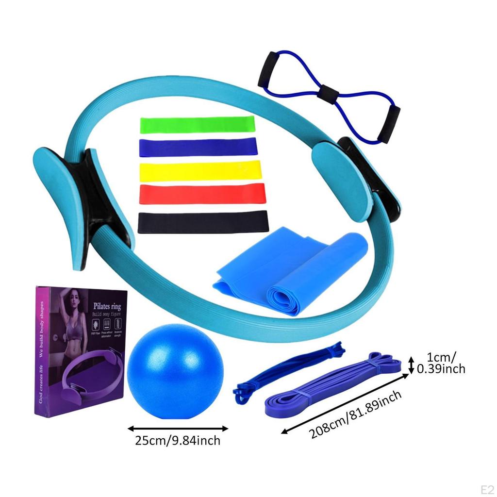 12 Pieces of Pilates Ring And Ball Kit with Exercise Bands
