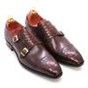 Fashion Men's Dress Shoes Size 39-46 Genuine Leather Double Buckle Monk Strap Snake Print Cap Toe Classic Italian Style