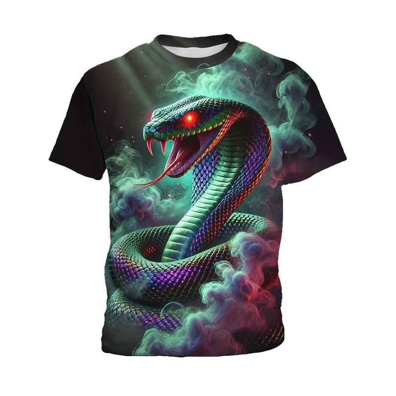 Terror Snake 3D Printed T-shirt Men's Animal Snake Pattern Round Neck Clothing Summer Fashion Street Casual Short Sleeve Tops