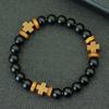 Braccialetto Noter New Cross per Uomo Legno Naturale Meditazione Guarigione Preghiera Charms Braccialetto 3 Opzioni di Colore Accessori Casual da Polso