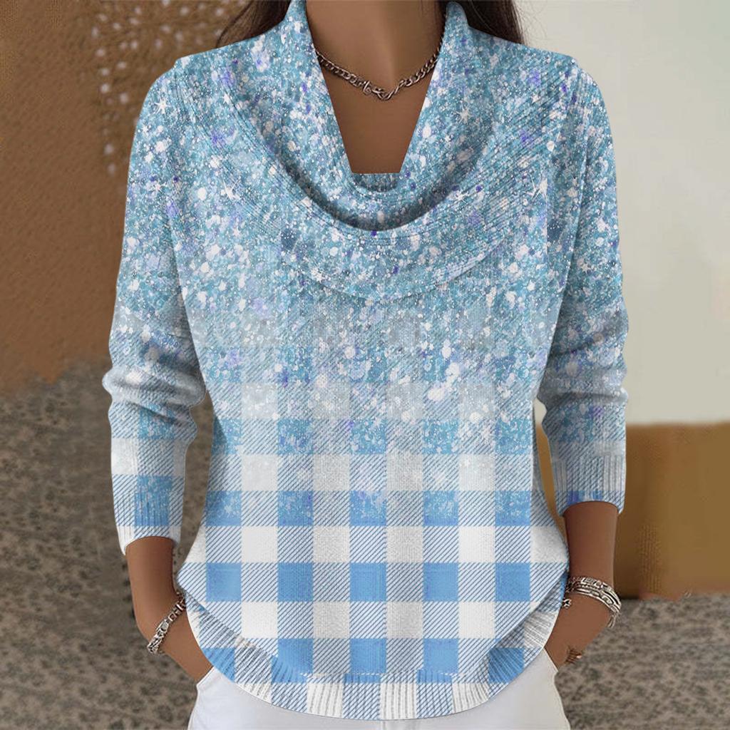 Dámský ležérní a módní svetr s dlouhým rukávem a potiskem, kulatým výstřihem