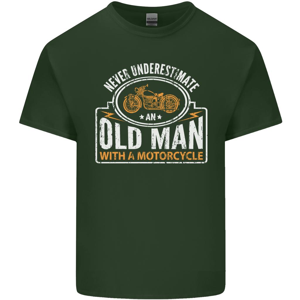 Old Unisex With a Motorcycle Biker Motorcycle Unisexs Light Cotton TShirt