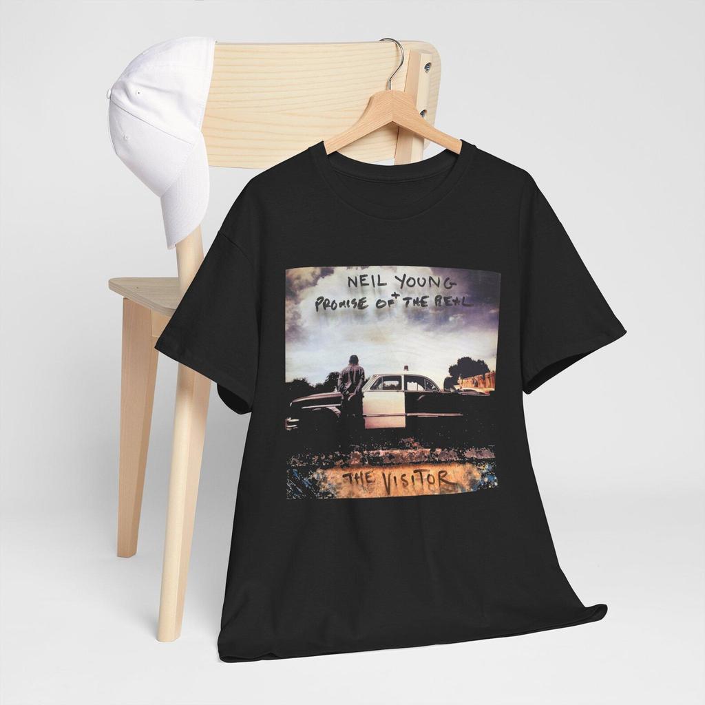Neil Young + Promise Of The Real The Visitor Music Legend Navy Black Tees T-Shirt Size S-5XL