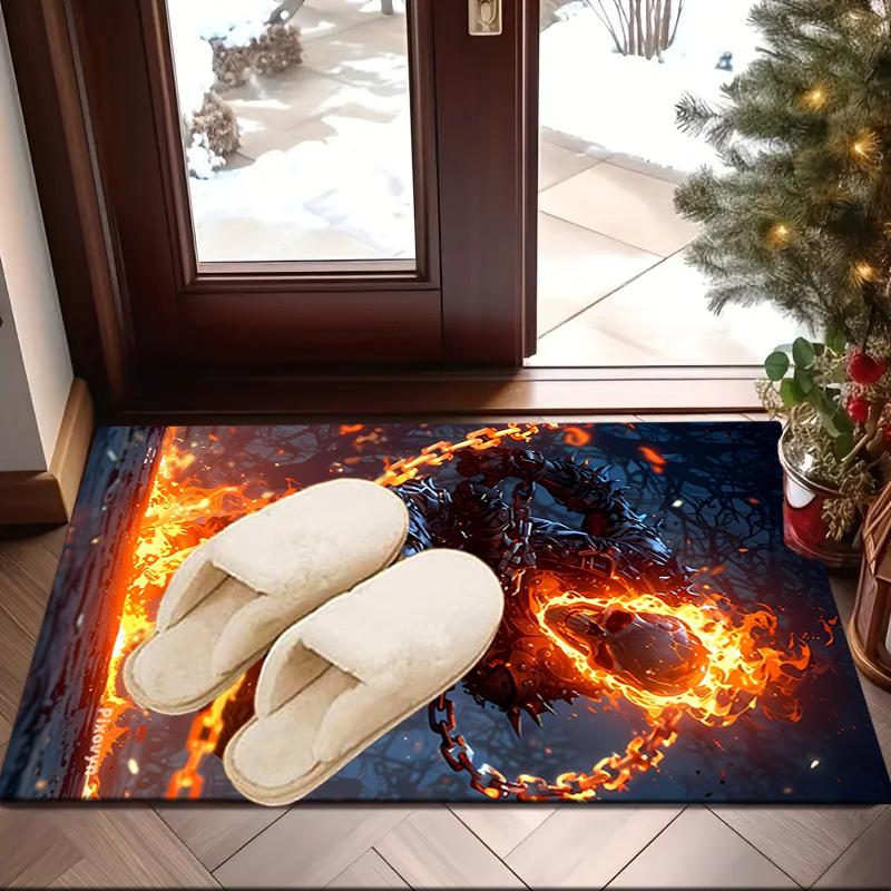Ghost-Rider On Fire Area Rug Suitable for Indoor And Outdoor,Carpets for Kitchens, Homes, Offices, Living Rooms,Home Decor,Christmas Gift