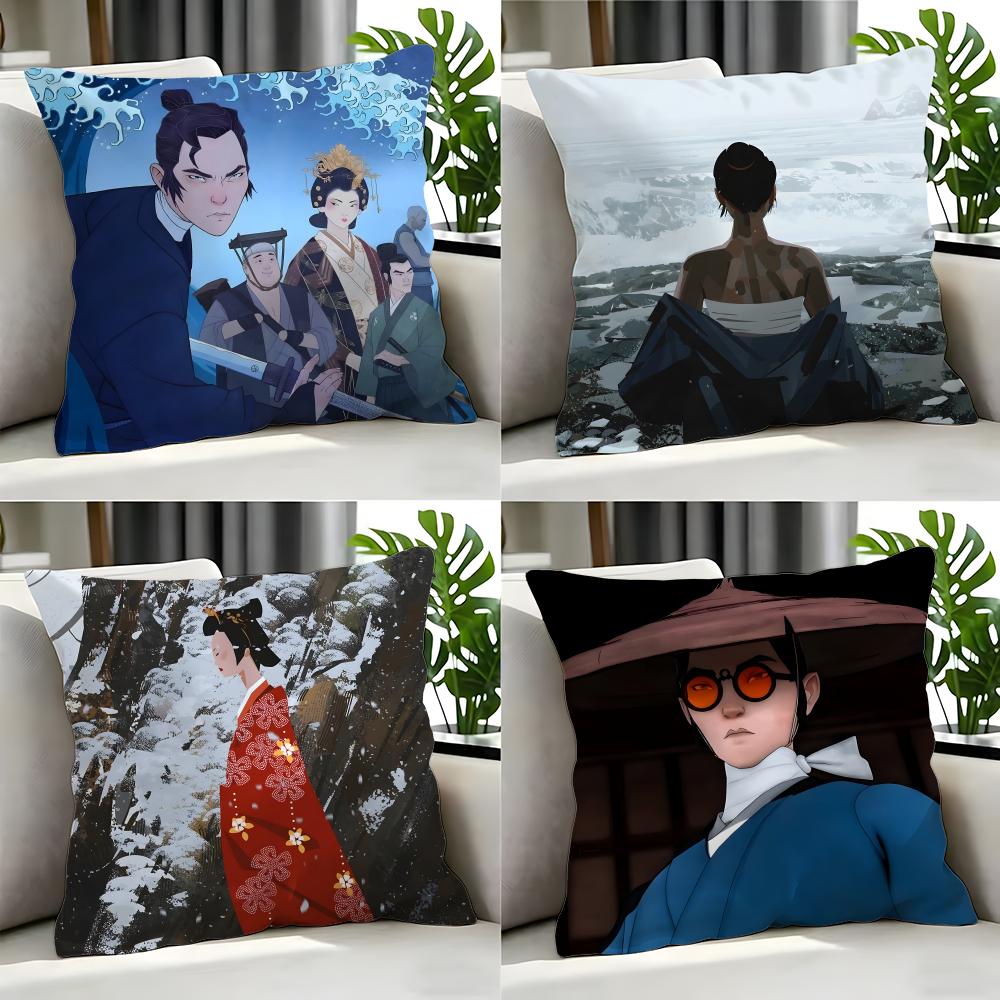 Anime BBlue Eye Samurai Cushion Cover Cushion Cover Set Pcs x x x Pillowcase Decorative Sofa Home Decor