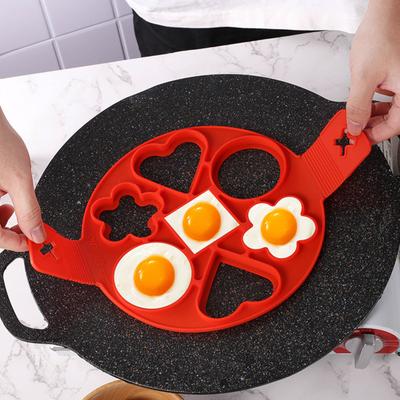 Silikon Eierpfannkuchenring Pfannkuchenbereiter Form 7 Mulden Eierkocherring für Küche Antihaftbeschichtet Leichtes Wenden Frühstückswerkzeug