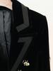 High-End Slim Fit Velvet Suit Jacket with Bee Embroidery and Rhinestone Beadwork