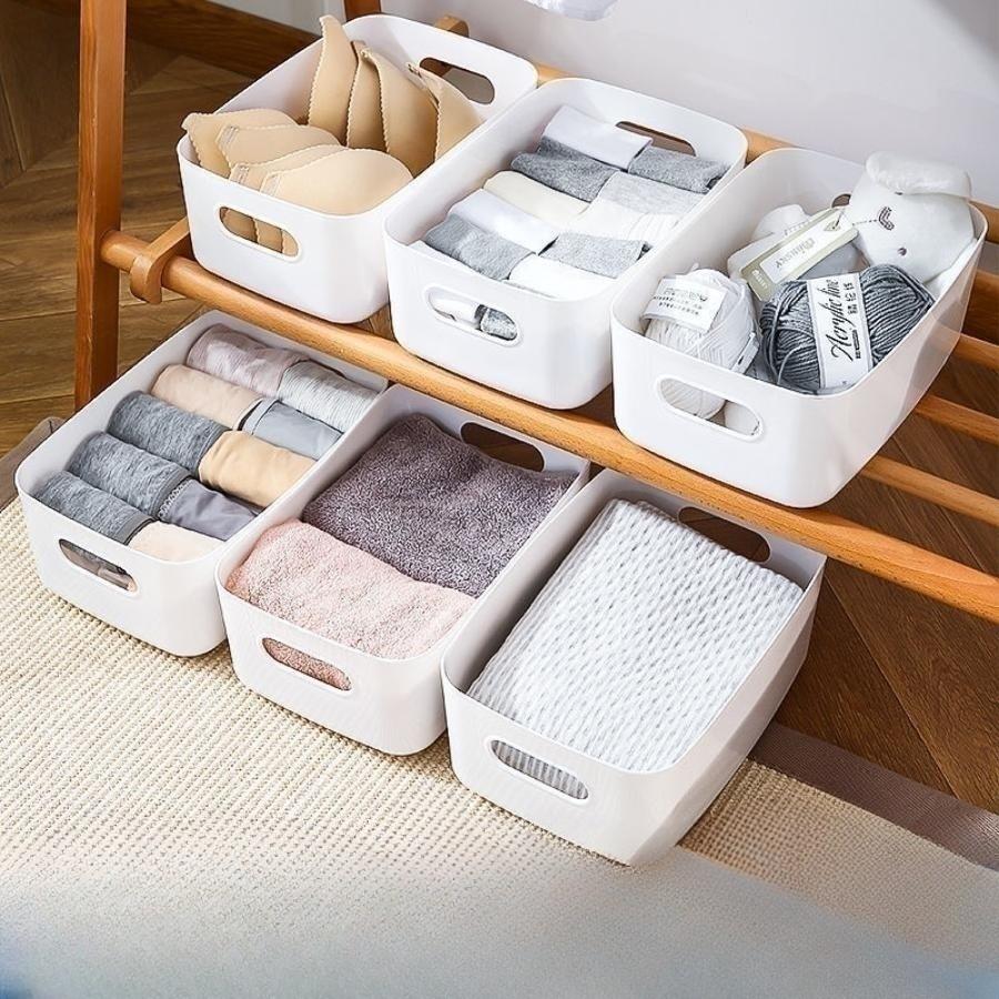 Plastic Desktop Organizer, Portable Rectangular Storage Basket for Kitchen, Bedroom, Bathroom, Dormitory and Office Use