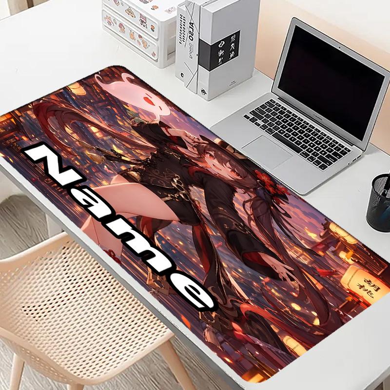 Personalizowana podkładka pod mysz z imieniem i wzorem Genshin Impact, Mata na biurko do laptopa PC, Dekoracyjna mata na biurko do domu, Podkładka pod klawiaturę, Prezent